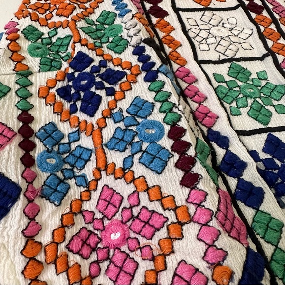 Boho Ethnic Multi color Embroidery Maxi Dress with Frills/ M/ Summer/Festival - Picture 4 of 7